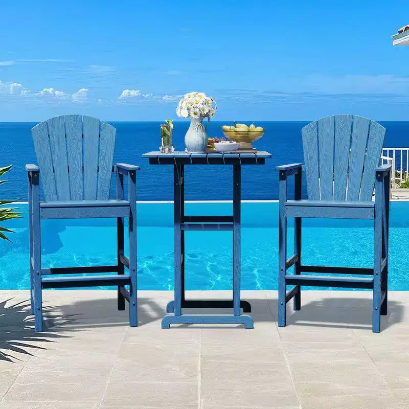 Hyleory Ensemble de bar de terrasse 3 pièces en PEHD avec tabourets de bar Adirondack – Mobilier d'extérieur durable pour des réceptions élégantes