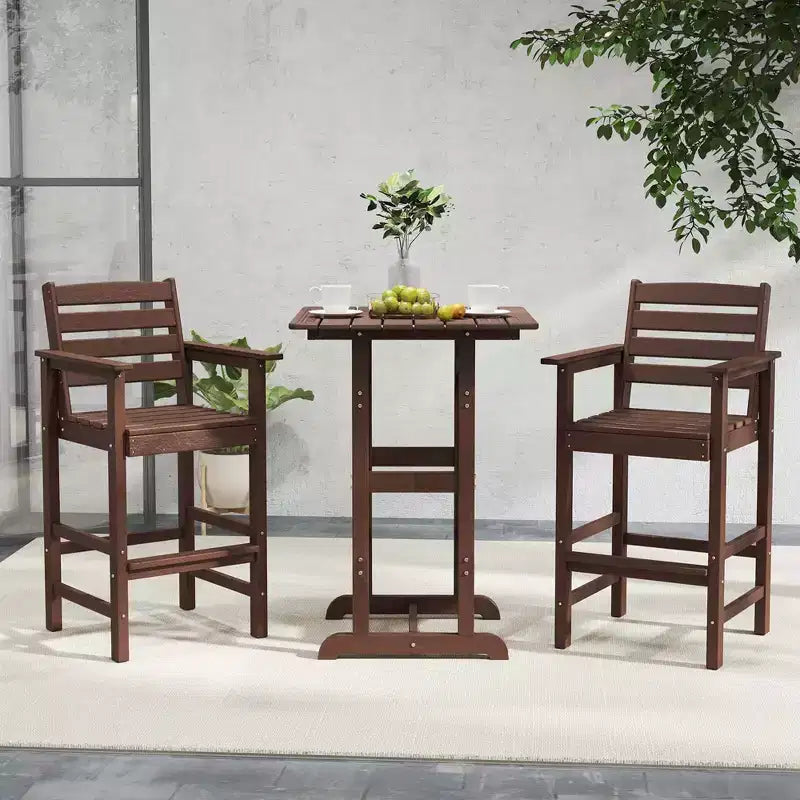 Lot de 2 chaises de bar Adirondack Costway pour patio avec accoudoirs larges et repose-pieds dossier noir/marron/gris/marine