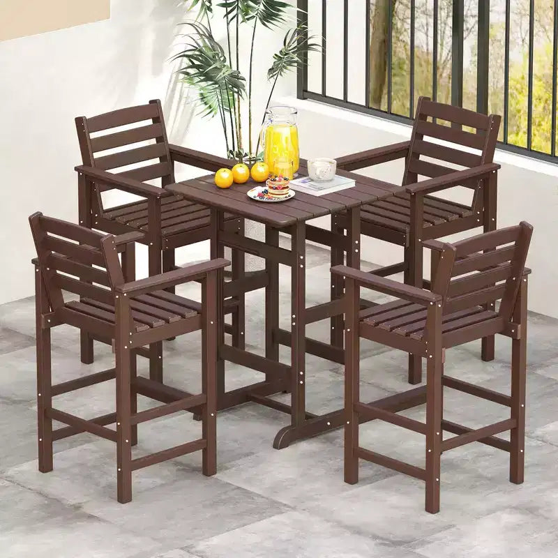 Lot de 2 chaises de bar Adirondack Costway pour patio avec accoudoirs larges et repose-pieds dossier noir/marron/gris/marine