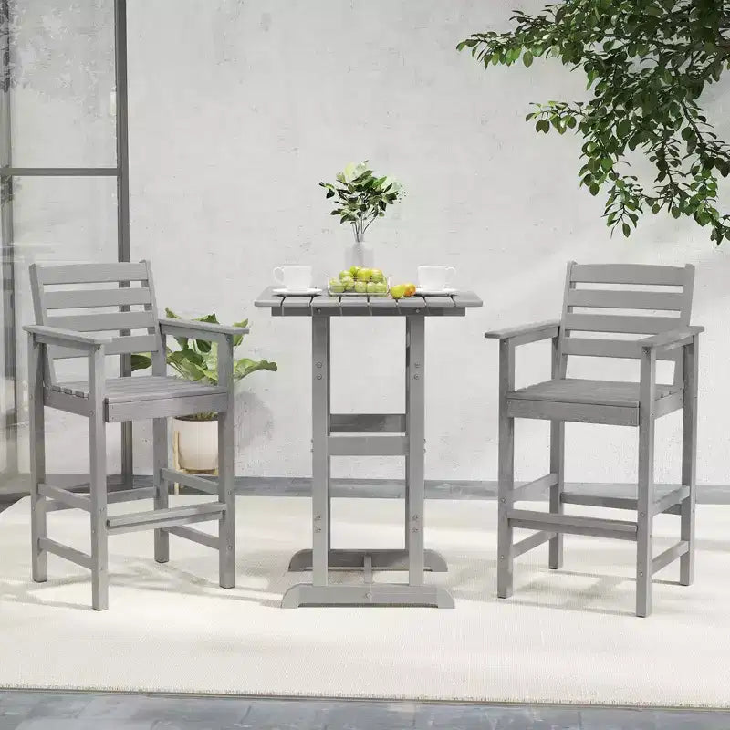 Lot de 2 chaises de bar Adirondack Costway pour patio avec accoudoirs larges et repose-pieds dossier noir/marron/gris/marine