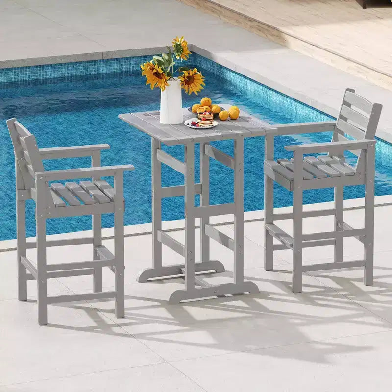 Lot de 2 chaises de bar Adirondack Costway pour patio avec accoudoirs larges et repose-pieds dossier noir/marron/gris/marine