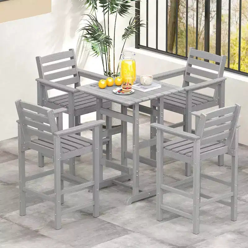 Lot de 2 chaises de bar Adirondack Costway pour patio avec accoudoirs larges et repose-pieds dossier noir/marron/gris/marine