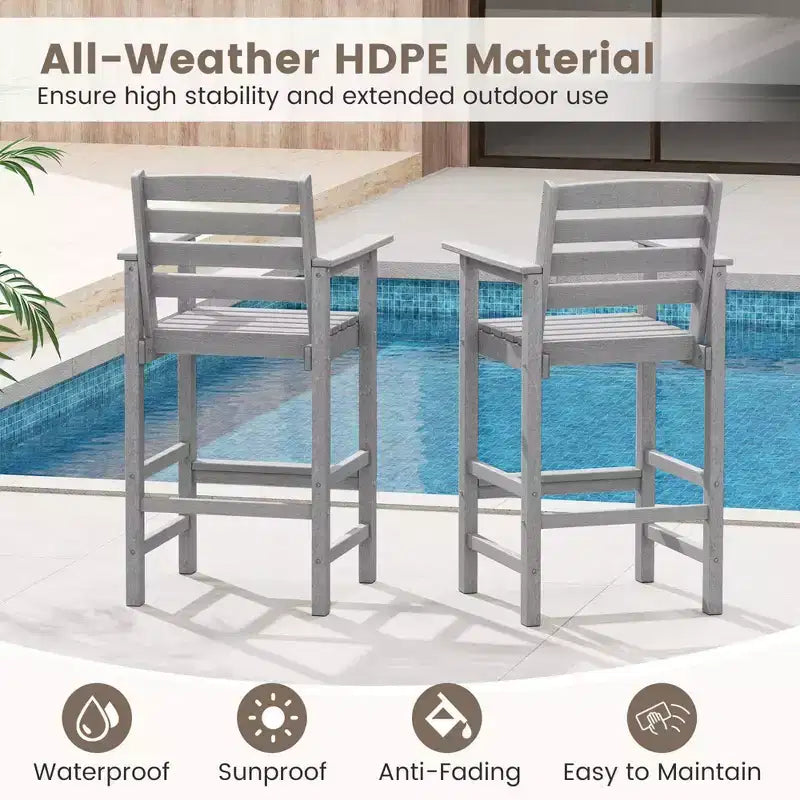 Lot de 2 chaises de bar Adirondack Costway pour patio avec accoudoirs larges et repose-pieds dossier noir/marron/gris/marine