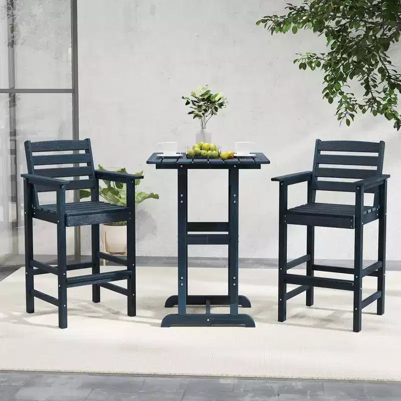 Lot de 2 chaises de bar Adirondack Costway pour patio avec accoudoirs larges et repose-pieds dossier noir/marron/gris/marine