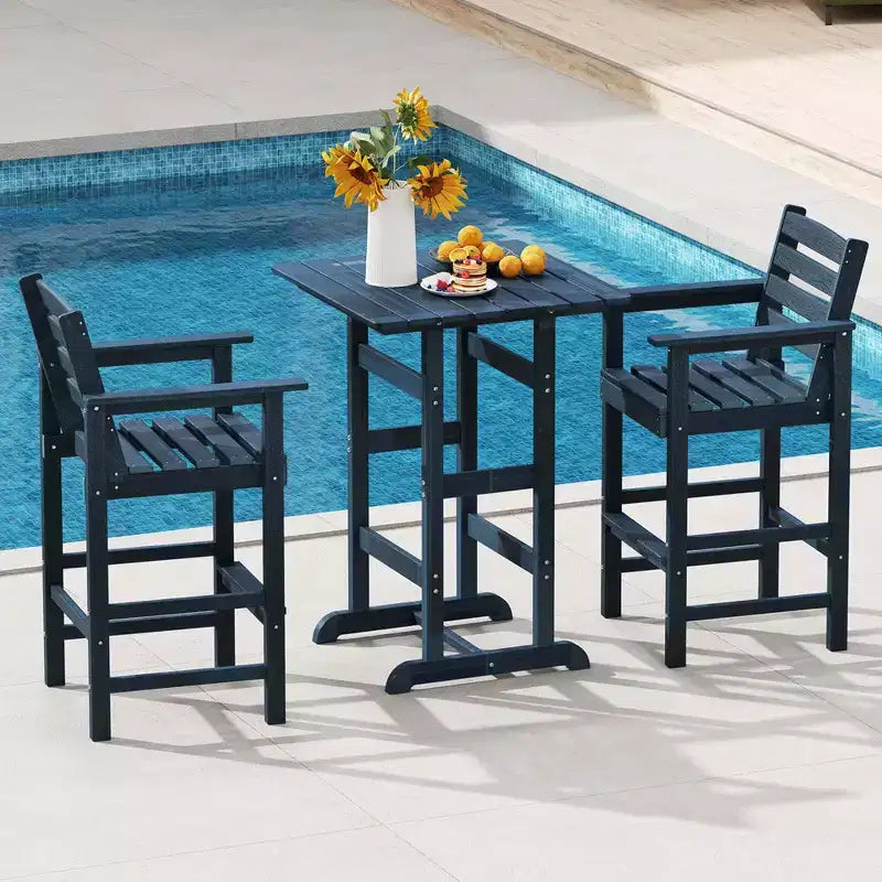 Lot de 2 chaises de bar Adirondack Costway pour patio avec accoudoirs larges et repose-pieds dossier noir/marron/gris/marine