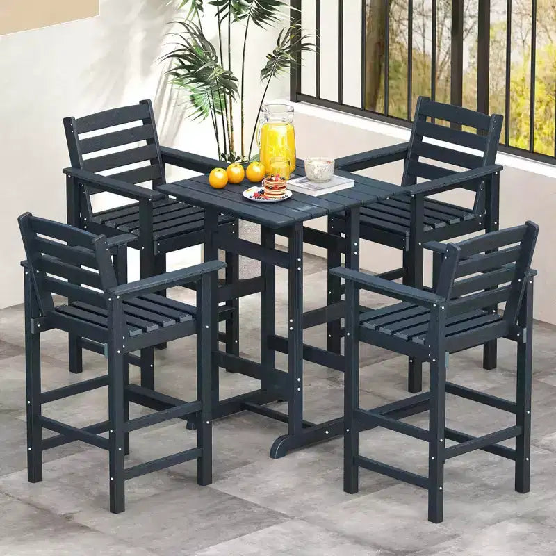 Lot de 2 chaises de bar Adirondack Costway pour patio avec accoudoirs larges et repose-pieds dossier noir/marron/gris/marine