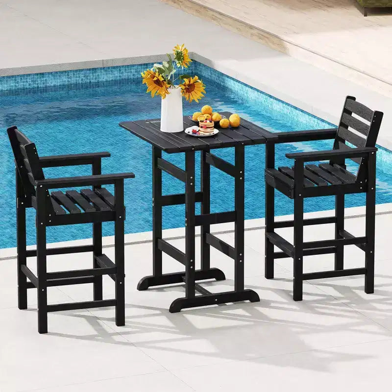 Lot de 2 chaises de bar Adirondack Costway pour patio avec accoudoirs larges et repose-pieds dossier noir/marron/gris/marine