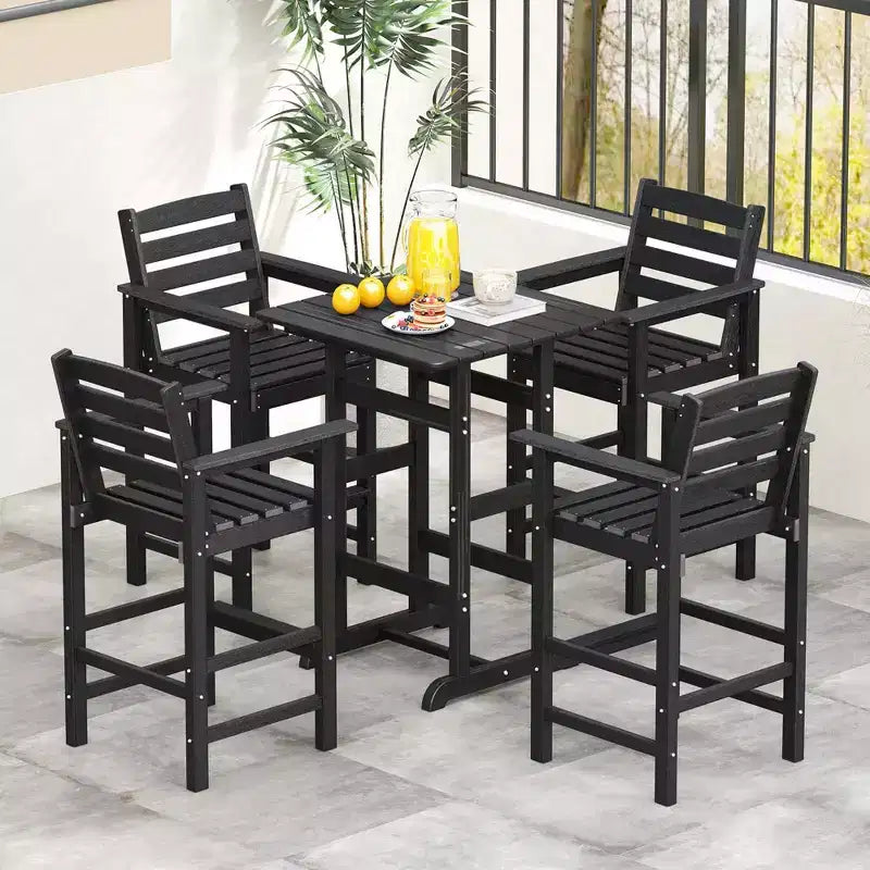 Lot de 2 chaises de bar Adirondack Costway pour patio avec accoudoirs larges et repose-pieds dossier noir/marron/gris/marine