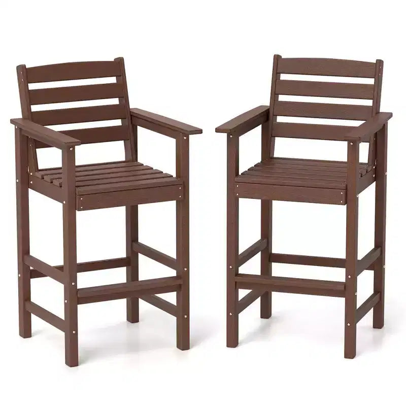 Lot de 2 chaises de bar Adirondack Costway pour patio avec accoudoirs larges et repose-pieds dossier noir/marron/gris/marine