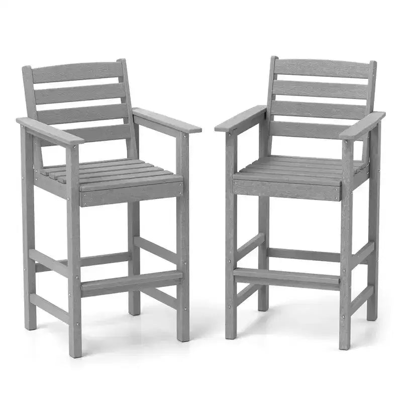 Lot de 2 chaises de bar Adirondack Costway pour patio avec accoudoirs larges et repose-pieds dossier noir/marron/gris/marine