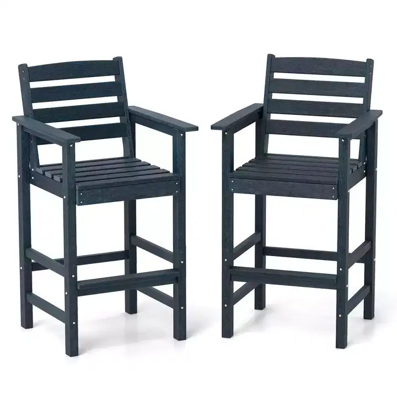 Lot de 2 chaises de bar Adirondack Costway pour patio avec accoudoirs larges et repose-pieds dossier noir/marron/gris/marine