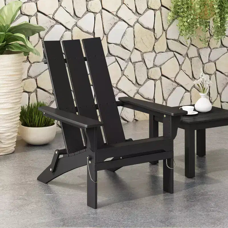 Sedia pieghevole Adirondack alta da esterno GDFStudio Gurekam in legno di acacia