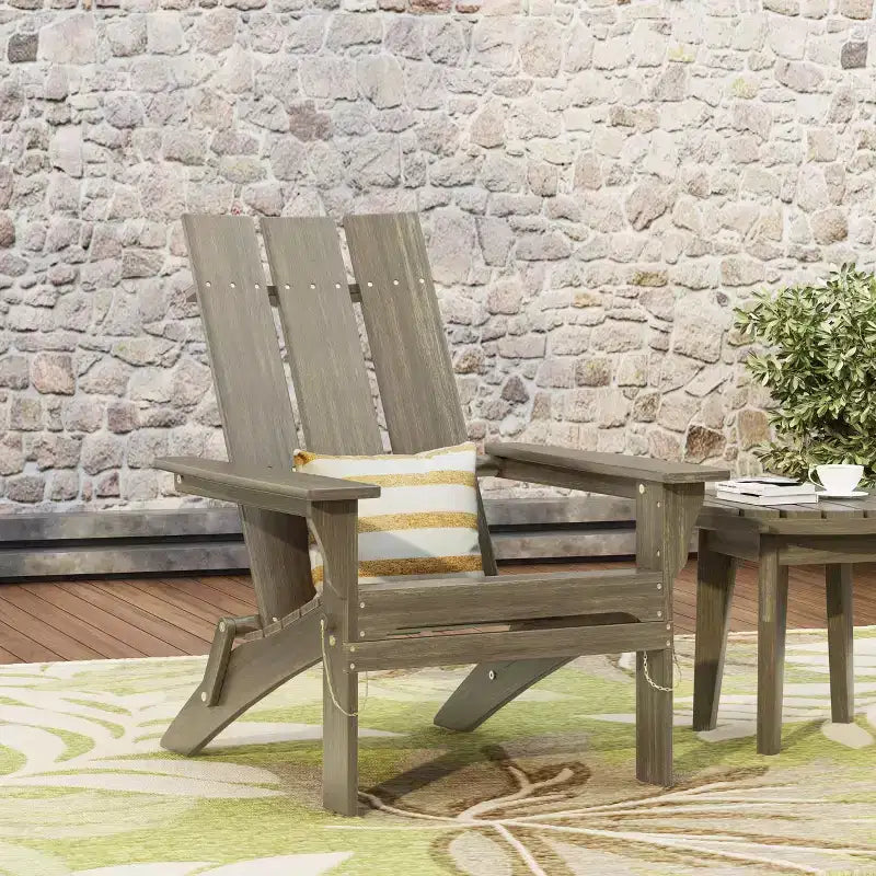 Sedia pieghevole Adirondack alta da esterno GDFStudio Gurekam in legno di acacia