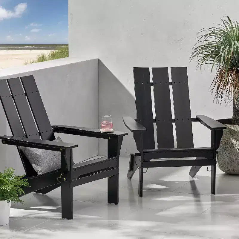 GDFStudio Gurekam Sedia Adirondack Pieghevole da Esterno in Legno di Acacia con Schienale Alto (Set da 2)