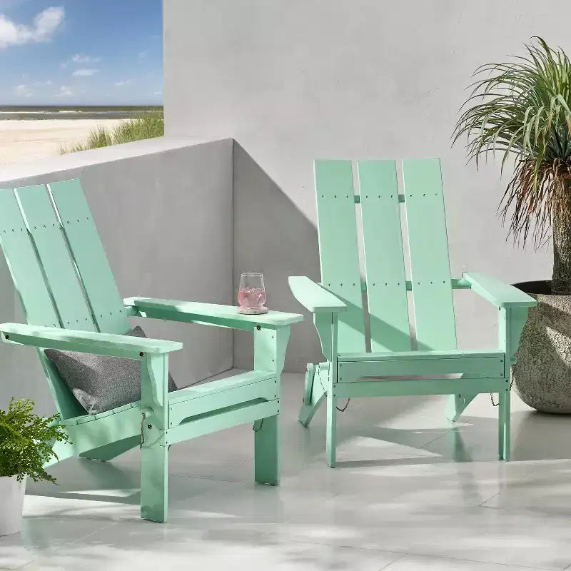 GDFStudio Gurekam Sedia Adirondack Pieghevole da Esterno in Legno di Acacia con Schienale Alto (Set da 2)