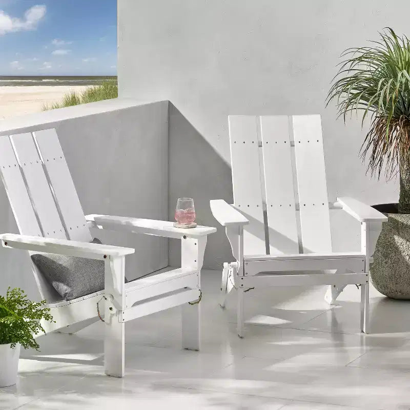 GDFStudio Gurekam Sedia Adirondack Pieghevole da Esterno in Legno di Acacia con Schienale Alto (Set da 2)