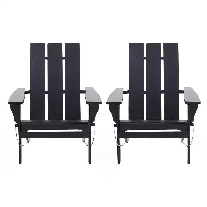 GDFStudio Gurekam Sedia Adirondack Pieghevole da Esterno in Legno di Acacia con Schienale Alto (Set da 2)