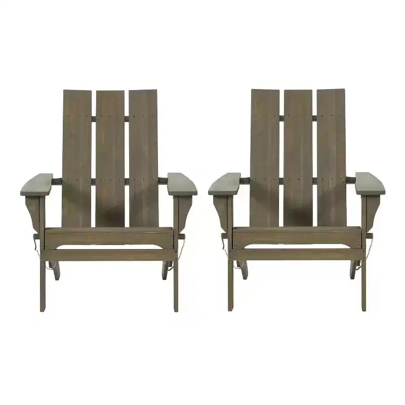 GDFStudio Gurekam Outdoor Acacia Wood Folding High Back Adirondack Chair (Set of 2)