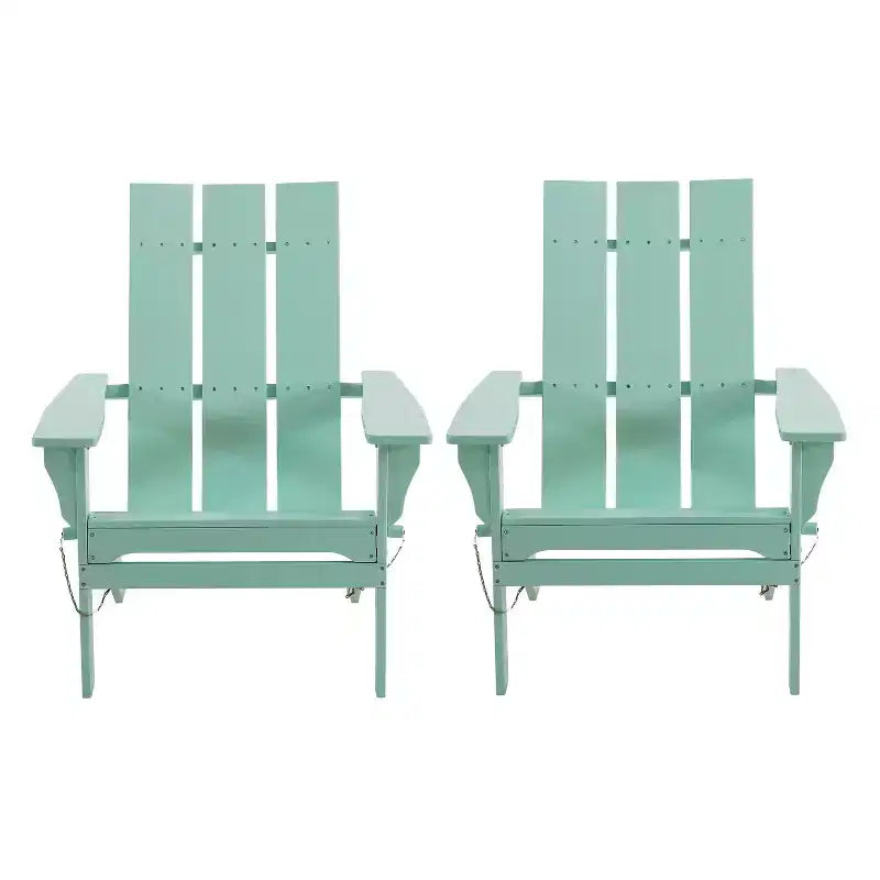 Chaise Adirondack pliante et haute en bois d'acacia GDFStudio Gurekam pour l'extérieur (lot de 2)