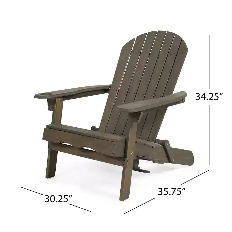 Christopher Knight Home Kandyce Sedia Adirondack Pieghevole da Esterno in Legno di Acacia con Portabicchieri