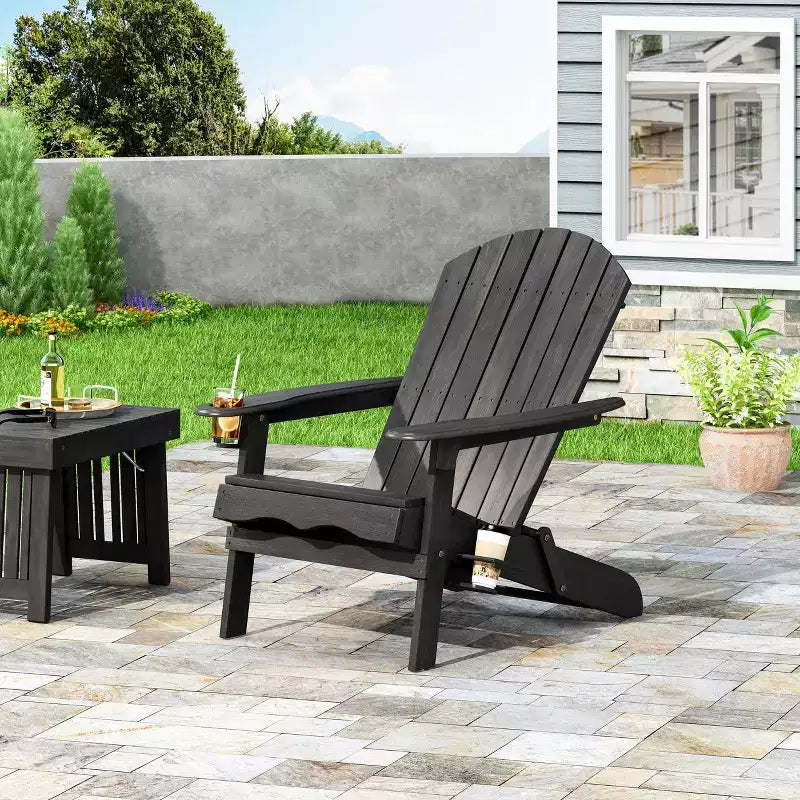 Christopher Knight Home Kandyce Sedia Adirondack Pieghevole da Esterno in Legno di Acacia con Portabicchieri