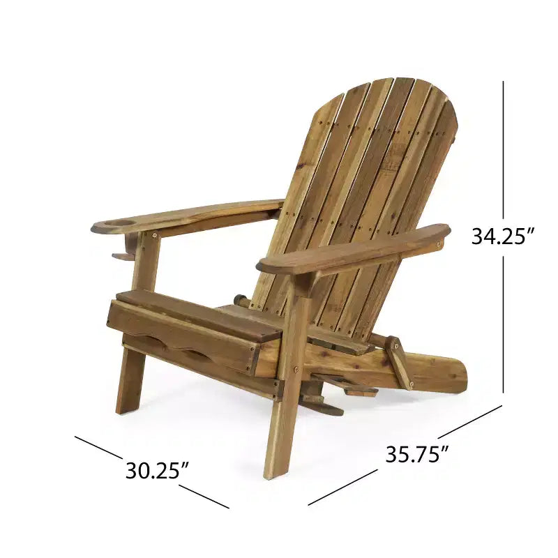 Christopher Knight Home Kandyce Sedia Adirondack Pieghevole da Esterno in Legno di Acacia con Portabicchieri