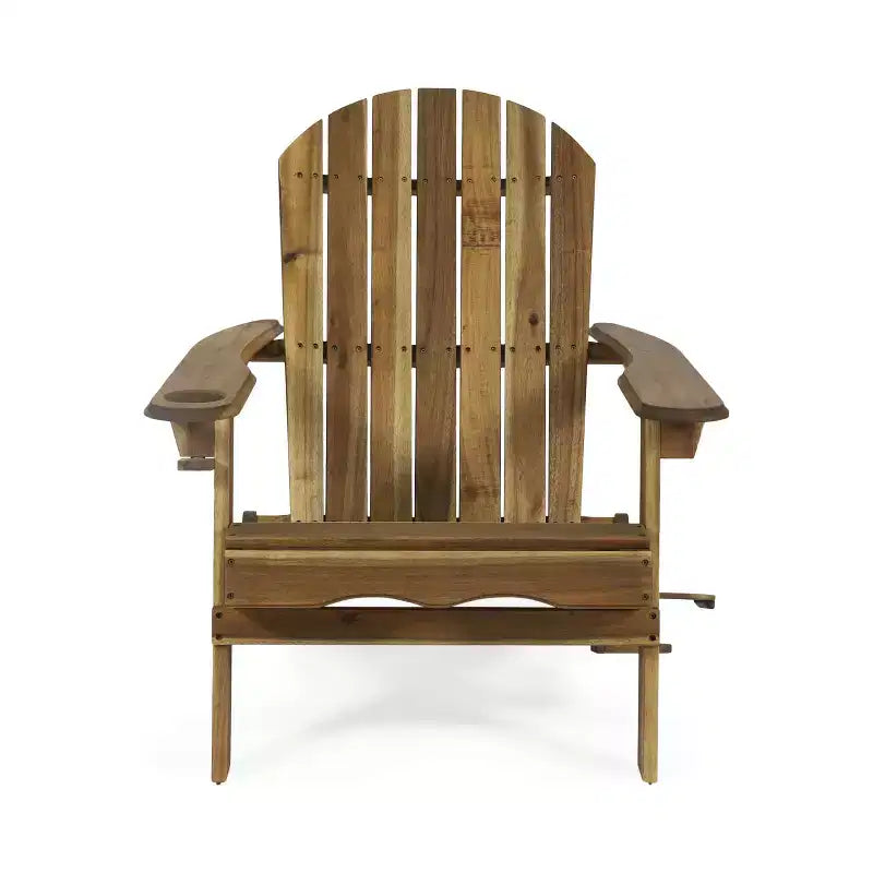 Christopher Knight Home Kandyce Sedia Adirondack Pieghevole da Esterno in Legno di Acacia con Portabicchieri