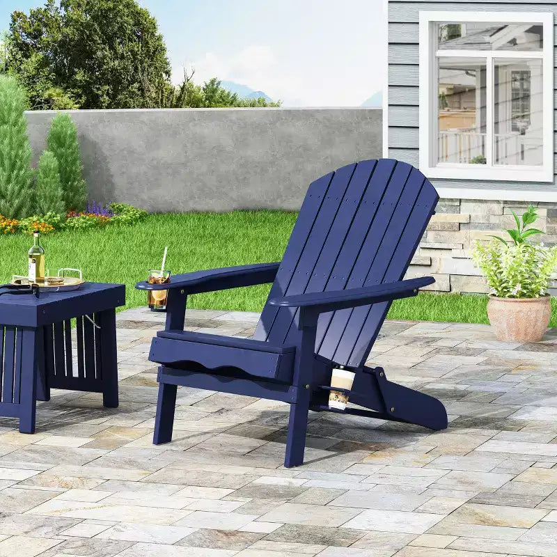 Christopher Knight Home Kandyce Sedia Adirondack Pieghevole da Esterno in Legno di Acacia con Portabicchieri
