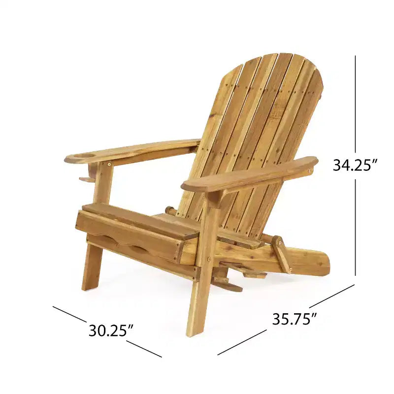 Christopher Knight Home Kandyce Sedia Adirondack Pieghevole da Esterno in Legno di Acacia con Portabicchieri