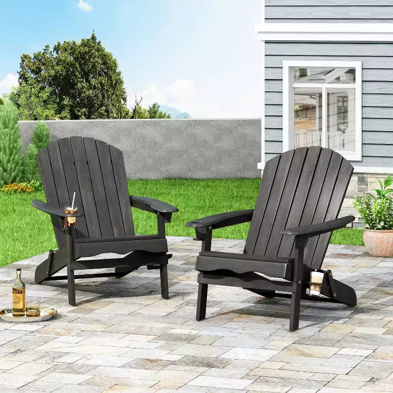 Christopher Knight Home Kandyce Chaise Adirondack pliante d'extérieur en bois d'acacia avec porte-gobelet (Lot de 2)