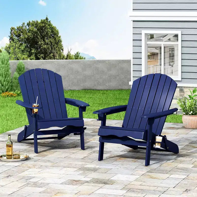 Christopher Knight Home Kandyce Chaise Adirondack pliante d'extérieur en bois d'acacia avec porte-gobelet (Lot de 2)