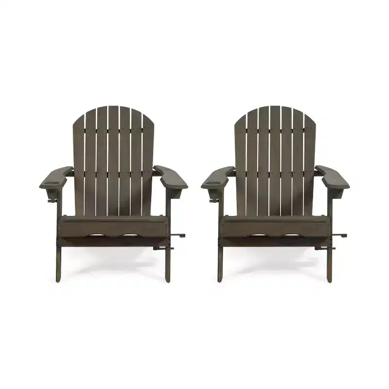 Christopher Knight Home Kandyce Chaise Adirondack pliante d'extérieur en bois d'acacia avec porte-gobelet (Lot de 2)