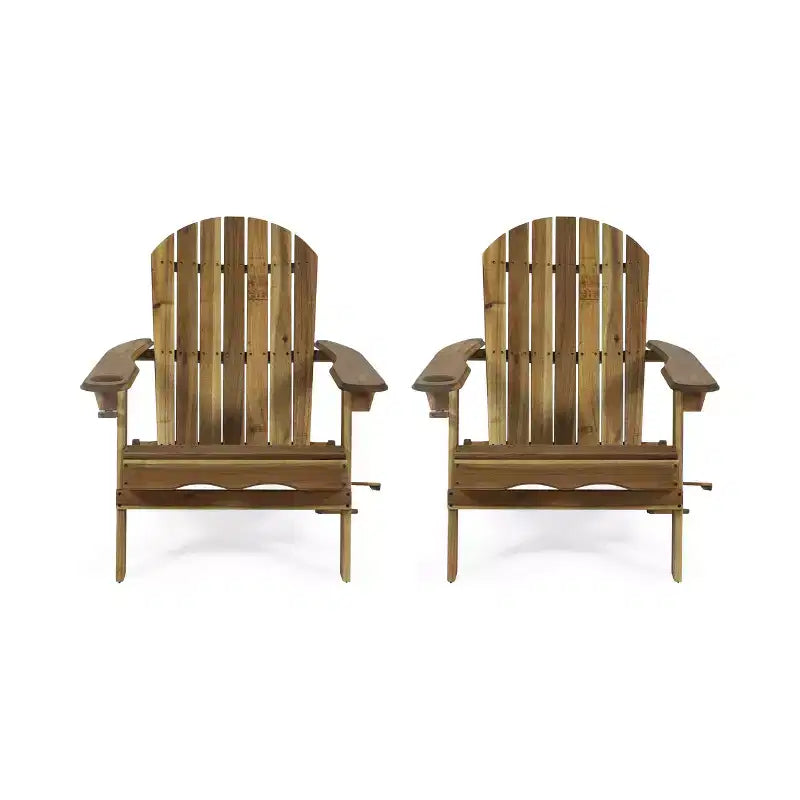 Christopher Knight Home Kandyce Chaise Adirondack pliante d'extérieur en bois d'acacia avec porte-gobelet (Lot de 2)