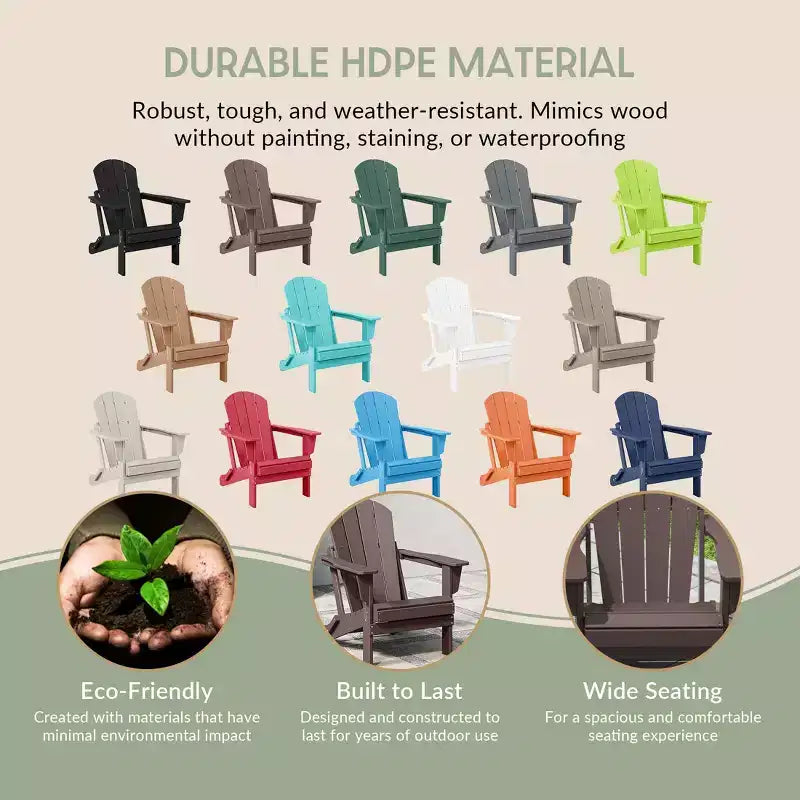 WestinTrends Malibu Sedia Adirondack Pieghevole da Esterni in Polietilene (Set di 8)