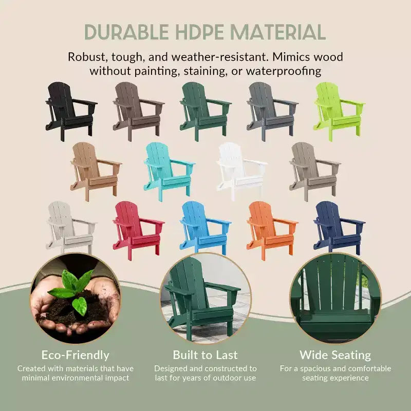 WestinTrends Malibu Sedia Adirondack Pieghevole da Esterni in Polietilene (Set di 8)
