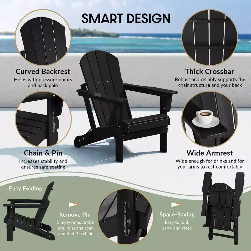 WestinTrends Malibu Sedia Adirondack Pieghevole da Esterni in Polietilene (Set di 8)