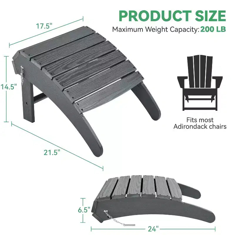 Yaheetech Poggiapiedi Ottomano per Sedia Adirondack per Portico, Giardino, Prato