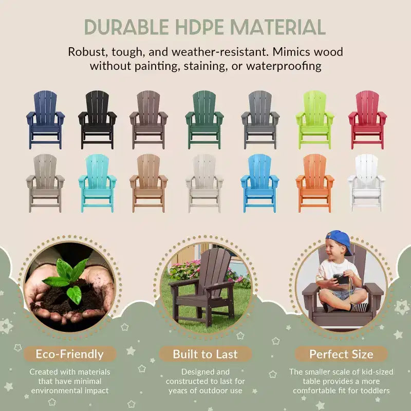 WestinTrends Malibu Sedia da Giardino per Bambini in Plastica per Esterni, Stile Adirondack (Confezione da 4)