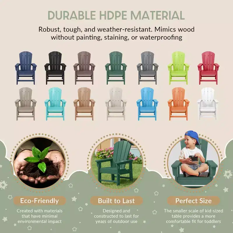 WestinTrends Malibu Sedia da Giardino per Bambini in Plastica per Esterni, Stile Adirondack (Confezione da 4)