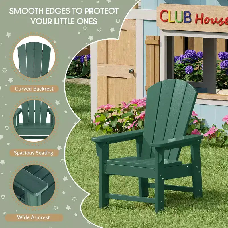 WestinTrends Malibu Sedia da Giardino per Bambini in Plastica per Esterni, Stile Adirondack (Confezione da 4)