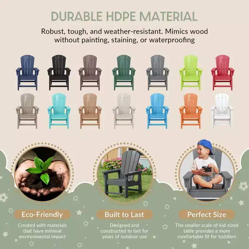 WestinTrends Malibu Sedia da Giardino per Bambini in Plastica per Esterni, Stile Adirondack (Confezione da 4)