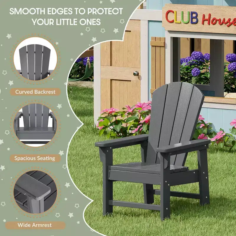 WestinTrends Malibu Sedia da Giardino per Bambini in Plastica per Esterni, Stile Adirondack (Confezione da 4)