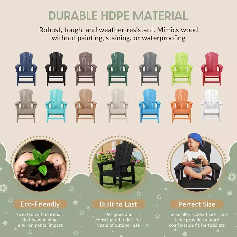 WestinTrends Malibu Sedia da Giardino per Bambini in Plastica per Esterni, Stile Adirondack (Confezione da 4)