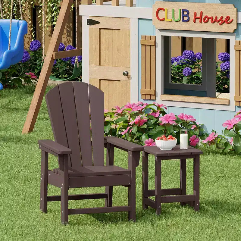 WestinTrends Malibu Set Sedia Adirondack per Bambini da Esterno in HDPE a 2 Pezzi con Tavolino Quadrato