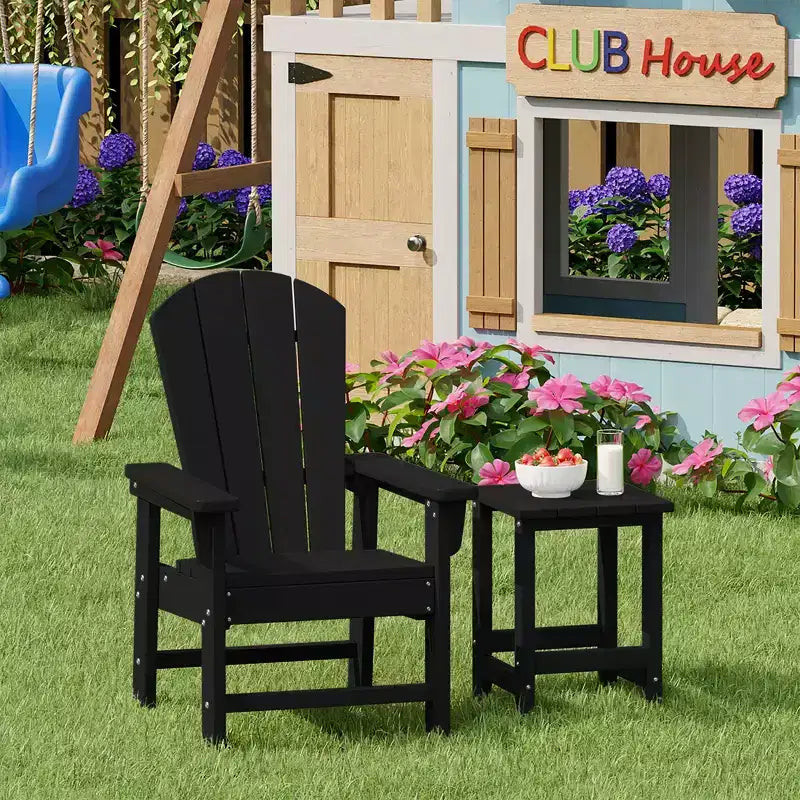 WestinTrends Malibu Set Sedia Adirondack per Bambini da Esterno in HDPE a 2 Pezzi con Tavolino Quadrato