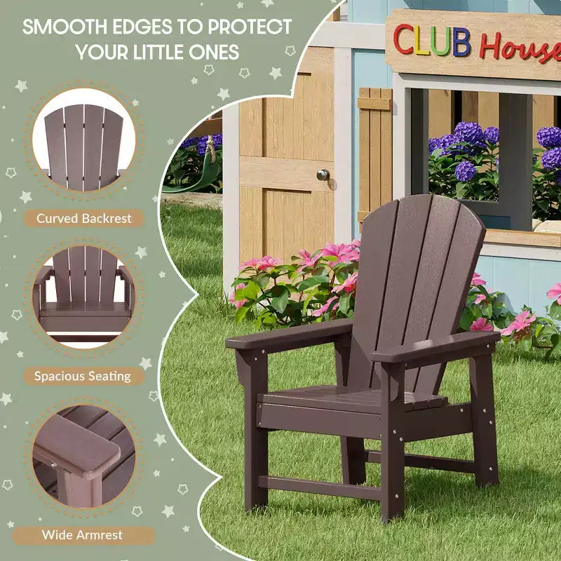 WestinTrends Malibu Set Sedia Adirondack per Bambini da Esterno in HDPE a 2 Pezzi con Tavolino Quadrato