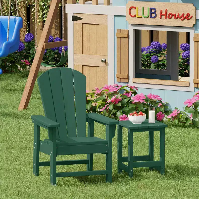 WestinTrends Malibu Set Sedia Adirondack per Bambini da Esterno in HDPE a 2 Pezzi con Tavolino Quadrato