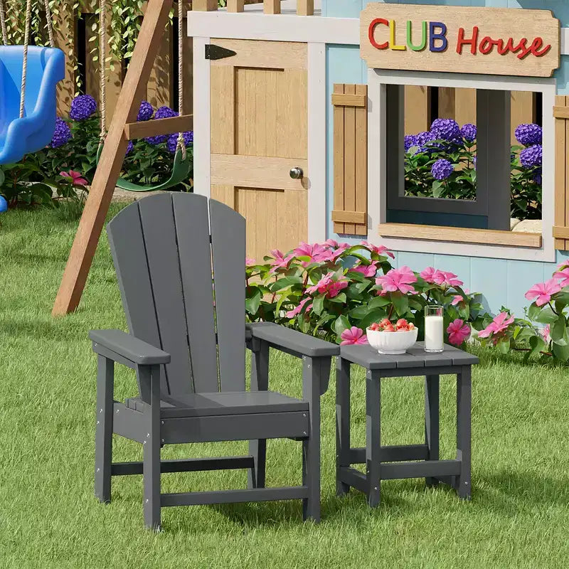 WestinTrends Malibu Set Sedia Adirondack per Bambini da Esterno in HDPE a 2 Pezzi con Tavolino Quadrato
