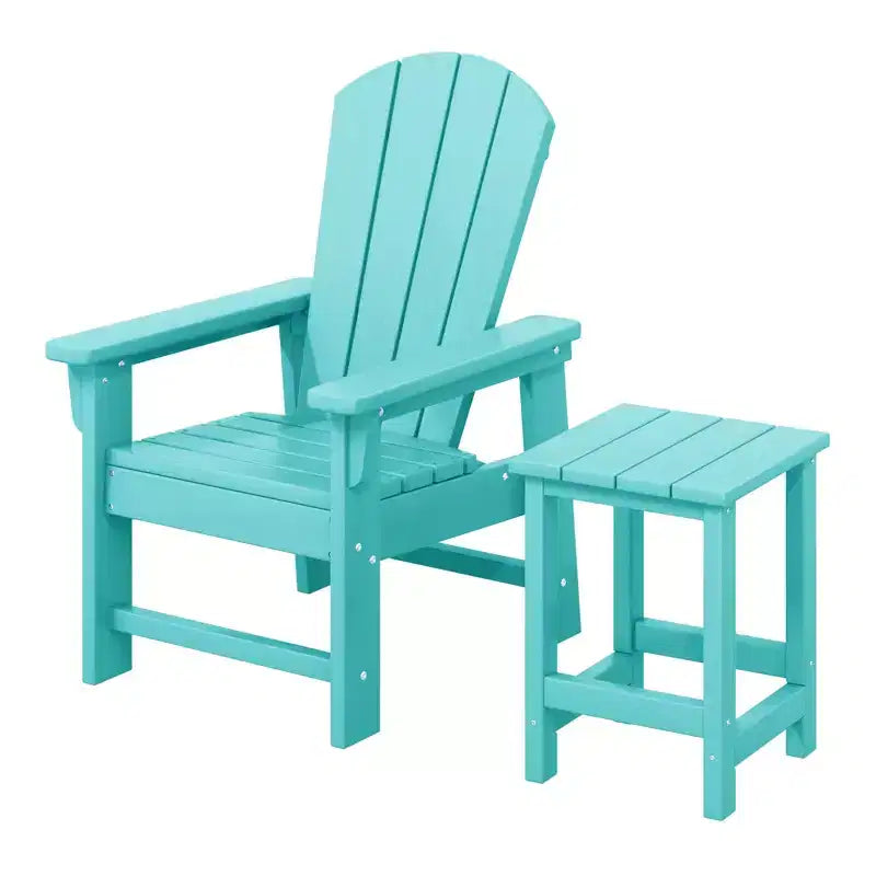 WestinTrends Malibu Set Sedia Adirondack per Bambini da Esterno in HDPE a 2 Pezzi con Tavolino Quadrato