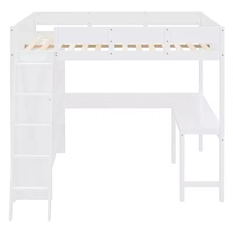 Letto a soppalco full size con scrivania e mensola, design moderno 78L x 57.6W, stabile e sicuro